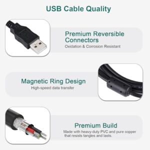 Camera Charger Cable for Canon EOS Rebel T5i, T6, T6i, T7i, USB Data Transfer Cord for Canon Powershot, Vixia Camcorder(See The Full List of Compatible Canon Models Below)