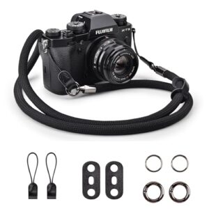 Camera Strap Rope,Camera Neck Strap Shoulder Strap for Fujifilm X100VI X100V XS20 XT5 for A6000 A6100 A6400 A6700 A7IV for Canon EOS R6 R10 for Nikon Zf Z5 Z30 – Black