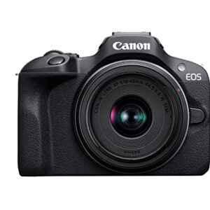 Canon EOS R100 Mirrorless Camera RF-S18-45mm F4.5-6.3 is STM & RF-S55-210mm F5-7.1 is STM Lens Kit, 24.1 Megapixel CMOS (APS-C) Sensor, 4K Video, RF Mount, Black