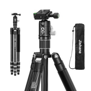 Carbon Fiber Camera Tripod, 62″ Professional Video Tripod with 360° Ball Head, Phone Holder & 1/4″ Arca QR Plate, Compact Travel Monopod for DSLR/Smartphone, Max Load 17.6 lbs/8kg