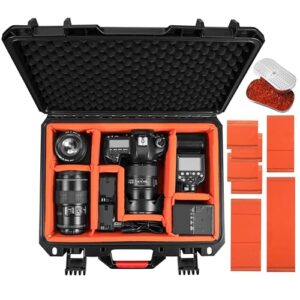 Carrying Case For Canon NIKON DSLR Cameras, Lenses Waterproof IP67 Hard Case Dual Button Camcorder Travel Protection Padded Dividers For DJI Mavic 4 Pro/Air 3S/Mini Drones Accessories (Only Case)