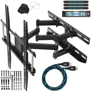 Cheetah APDAM3B Dual Articulating Arm TV Wall Mount fits 32-65″ TVs, Newer Displays up to 83″, 115lbs VESA 400 and 16″ Studs, Low 2.7″ Profile Extends to 14″, Full Motion Tilt Swivel Mounting Bracket