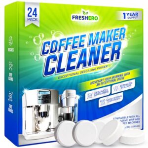 Coffee Maker Cleaner & Descaler Tablets – 24 Pack, Descaling and Cleaning Tablets for Coffee Pot & Machines-Compatible with Breville, Nespresso, Delonghi, Keurig, Philips, Ninja, and espresso machine