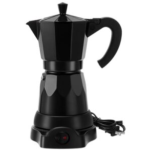 Coffee Pot 6 Cup Electric Espresso Coffee Maker Italian Moka Maker 300ml Portable Aluminum Espresso Machine Cafetera Moka Pot with Detachable Base, Gift for Home Travel(Black)