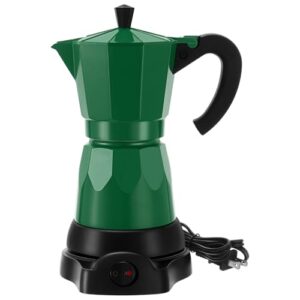 Coffee Pot 6 Cup Electric Espresso Coffee Maker Italian Moka Maker 300ml Portable Aluminum Espresso Machine Cafetera Moka Pot with Detachable Base, Gift for Home Travel(Dark Green)
