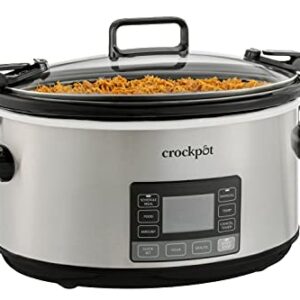 Crock-Pot 7-Quart Slow Cooker, Portable Programmable with Timer, Locking Lid, Stainless Steel; an Essential Kitchen Appliance, Perfect for Families and Gatherings