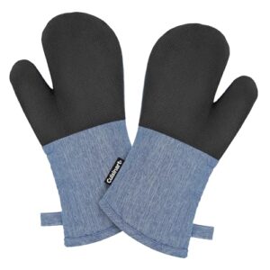 Cuisinart Kitchen Oven Mitts – Heat-Resistant Kitchen Mitts for Oven with Non-Slip Neoprene Palm, Long Cuff, and Cotton Filling – Durable Oven Gloves for Cooking, Baking, & Grilling (Chambray)