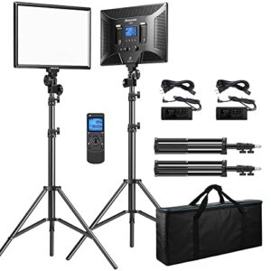 D50 LED Video Light Panel Lights 15.4″, 2 Packs 45W 3000K-8000K Bi-Color Dimmable Photography Lighting, CRI 96+ Videography Lighting for Video Shooting/Gaming/Live Stream/Studio/Film