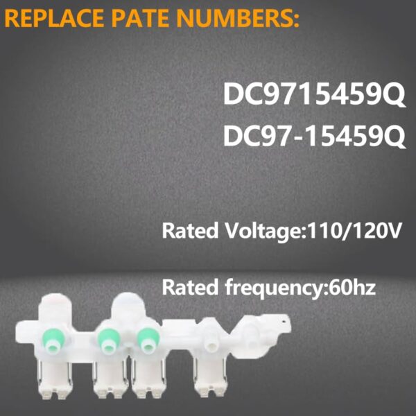 DC97-15459Q Washer Water Inlet Valve Compatible with Samsung Washing Machine Parts, Replace AP7187126 PS16735204 EAP16735204 WA52A5500AC WA52A5500AV WA55A7300AE - Image 5