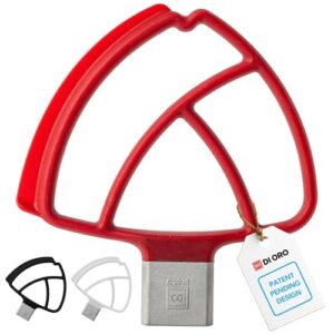 DI ORO Seamless Series Flex Edge Beater for KitchenAid Tilt-Head Stand Mixer – 4.5-5 Quart Flat Beater Paddle – Flexible Silicone Edges for Scraping and Mixing Bowls – Dishwasher Safe & BPA Free (Red)