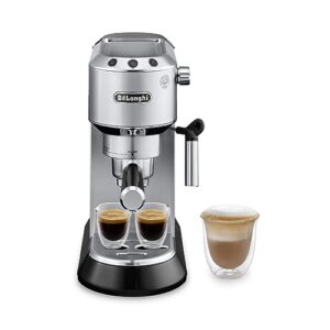 De’Longhi Dedica Espresso Machine with Manual Milk Frother, 15-Bar Pump & Adjustable Tray – Barista Coffee Maker Kit for Espresso, Latte, Cappuccino & Iced Coffee – Italian Stainless Steel Design