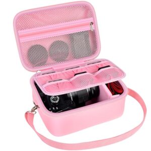 Digital Camera Case Compatible with Canon EOS Rebel T7/ 90D/ 4000D/ T100 DSLR Cameras, Also for Sony Alpha a6400/ a6100/ a6700/ a6000/ A6600/ a6300 Mirrorless, Holder for SD Card and More (Pink)