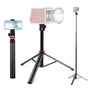 Durable Aluminum Tripod, 81″ Adjustable Light Stand & Camera/Phone Tripod with Phone Mount, 1/4″ Screw for DSLR, Smartphone, Video Lights – Photography, Vlogging, Live Streaming and Travel