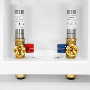 EFIELD Washing Machine Outlet Box with Center Drain 1/2-inch Push-Fit White, with Stainless Water Hammer Arrestor,(WM010)