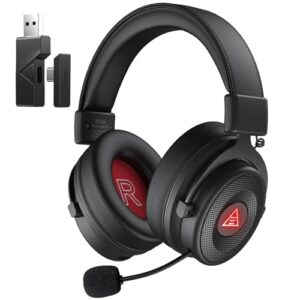 EKSA Wireless Gaming Headset for PC, USB Headphones with Retractable Microhpone, Surround‑Tuned, 20ms Ultra-Low Latency, 50Hr Battery, 2.4G Bluetooth Wired Computer Headset for PS4 PS5 Laptop