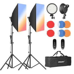 EMART Softbox Photography Lighting Kit, 20″x28″ LED Soft Box Set with 2.4G Remote 4 Color Filters Professional Studio Equipment Continuous Lighting Kit for Picture Light Studio Lights Video Recording