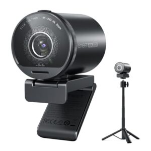 EMEET SmartCam S800-4K Webcam with Tripod for Streaming, Sony 1/2” Sensor, Supports HDR, PDAF&TOF Dual-autofocus, 1080P@60FPS, Adjustable Heights with 360° Swivel Head, Perfect for Live Streaming