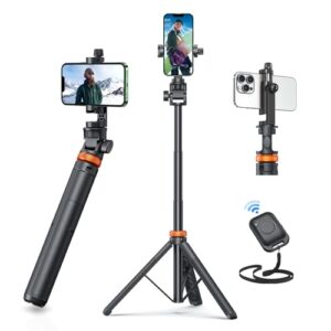 EUCOS 62″ Phone Tripod, Tripod for iPhone & Selfie Stick Tripod with Remote, Extendable Phone Tripod Stand & Travel Tripod, Solidest Cell Phone Tripod Compatible with iPhone/Android