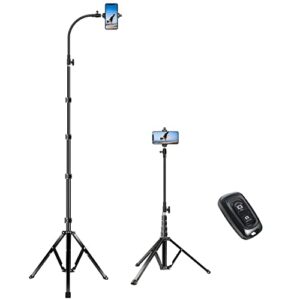 Elitehood 81″ Tall Flexible Tripod Stand for iPhone with 17in Adjustable Gooseneck with Remote Compatible with iPhone 13 Pro Max / 13 Pro / 12 Pro Max, Android Phone