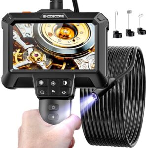 Endoscope Camera with Light – IP67 Waterproof Borescope Camera with 8 Adjustable LED Lights | 4.3″ LCD Screen Borescope | HD 1080P Inspection Cameras with 16.5ft Semi-Rigid Cord Tools for Men