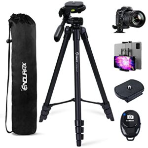 Endurax 60” Camera Tripod Camera Stand for Canon Rebel Eos Nikon DSLR, Travel Tripods for Phone Tablet with Remote Black