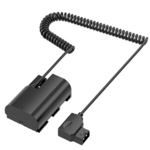 F1TP D-Tap to DR-E6 Dummy Battery Coiled Cable for V-Mount Battery – Replace LP-E6, LP-E6N, LP-E6NH Coupler for Canon EOS 5DS, 5DSR, 5D Mark II, 5D III, 5D IV, 60D, 60Da, 6D, 70D, 7D, 7D II, 80D