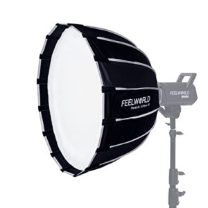 FEELWORLD FSP60 Portable Deep Parabolic Softbox, 60cm 23.6 Inch for FEELWORLD FL125D FL125B FL225D FL225B and Other Bowens Mount Video Studio Light, for Live Streaming, Videography, Photography