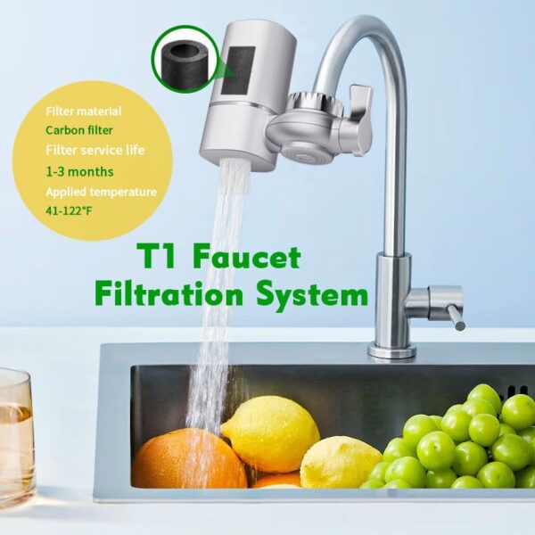 Faucet Filter, NSF Certified, 400 Gallon High Efficiency Water Purification System, Fast 99% Chlorine & Odor Removal, Modern Simple Silver with 1 Water Filter（T1-Silver） - Image 8