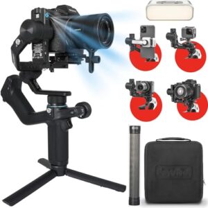 FeiyuTech SCORP Mini 2 Kit Gimbal Stabilizer for Camera, Built-in AI Tracker,Fill Light,Bag,Extension Rod, Native Vertical Shooting, All in 1 Gimbal for Sony/Canon/Nikon/Panasonic/Action Camera/Phone