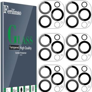 Ferilinso [6 Pack] Camera Lens Protector for iPhone 14 Pro Max iPhone 15 Pro Max iPhone 14 Pro iPhone 15 Pro Accessories camera screen Cover 9H Glass Unbreakable Protection Case Friendly