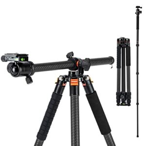 Fotopro Carbon Fiber Horizontal Tripod, 62.6 Inch 2-in-1 Camera Tripod Monopod with 360 Degree Ball Head Quick Release Plate for DSLR Video Camcorder, Max Load 22lbs