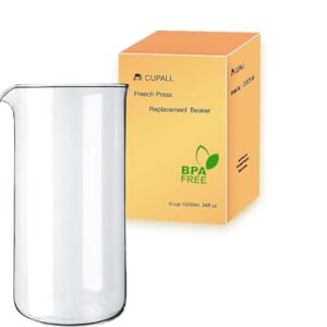 French Press glass Beaker, 34 oz, compatible with Bodum, Bayka,Utopia … most of 34oz french press in market, Borosilicate 3.3 Glass, Universal Replacement Beaker for Coffee and Tea Makers，