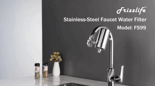 Frizzlife FS99 Water Filter for Sink Faucet, Certified Reduce 99% Lead,Heavy Metal for Skin Care, 360° Rotating＆304 Stainless Steel Tap Water Purifier for Kitchen/Bathroom, with Extra 1 Filter - Image 8