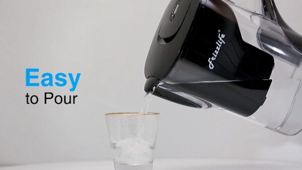 Frizzlife Water Filter Pitcher, Large 10 Cup Purifier with Filter Life Remind, Long Lasting, Adjustable Filtration Speed, Reduces Chlorine, Heavy Metals, Fluoride, Bad Taste & Odor, Dark - Image 8