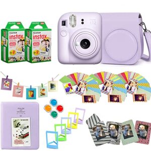 Fujifilm Instax Mini 12 Instant Camera + Pro Design Accessory Bundle with Protective Case, Magnetic Frames, Album, Frames Design Kit (40 Sheets) (Lilac Purple)