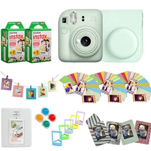Fujifilm Instax Mini 12 Instant Camera + Pro Design Accessory Bundle with Protective Case, Magnetic Frames, Album, Frames Design Kit (40 Sheets) (Mint Green)