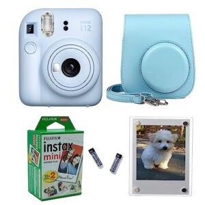 Fujifilm Instax Mini 12 Instant Camera + Pro Design Protective Case & Magnetic Lucite Frames, 20 Sheets (Pastel Blue)