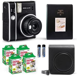 Fujifilm Instax Mini 40 Instant Camera Vintage Black. + Fujifilm Value Pack (40 Sheets) + Shutter Accessories Bundle, includes Vintage Style Compatible Carrying Case, Black Photo Album 64 Pockets