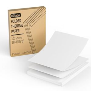FungLam Thermal Printer Paper 8.5 x 11 Inch, 100 Sheets US Letter Size Thermal Paper, Folded, Continuous, Perforated, Compatible with A4 Portable Thermal Printer