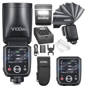 GODOX V100 C Godox Flash for Canon – 100Ws TTL Flash for Canon EOS Cameras, Touchscreen Control, 400-Full-Power-Flashes, 1.7s Recycle Time, 2.4G Wireless with External-Flash
