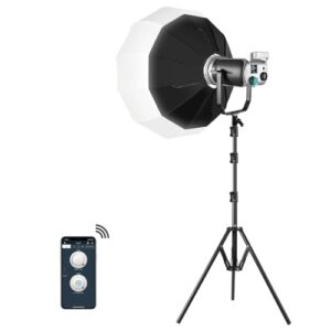 GVM 200W LED Video Light with Lantern Softbox, SD200D Photography Studio Lighting Kit with Bluetooth/DMX Control, 93000lux@0.5m 3200K-5600K Bi-Color Continuous Output Lighting for YouTube