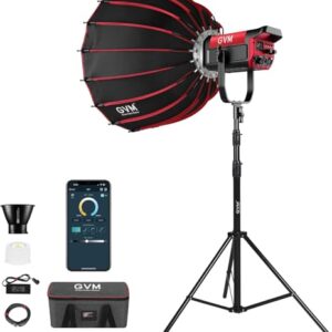 GVM 200W LED Video Light with Softbox, SD200B Photography Lighting Kit with Bluetooth Mesh Network/DMX Control, 2700K-6800K Studio Light Continuous Lighting Kit, 45400lux/1m, 12 Scene Effects