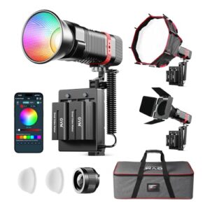 GVM 3-Pack PL60C Portable RGB Video Light Kit, COB Studio Lights with Batteries, Softboxes, Zoom Lens, Barndoor, CRI≥97 LED Photography Lighting for Video Recording, 16 Scenes 2700~6800K APP Control