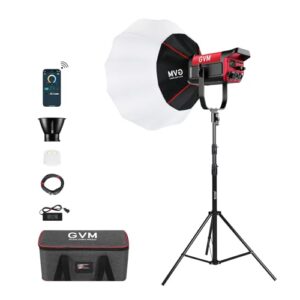 GVM LED Video Light Studio with Softbox, 200w Photography Lighting Kit with Bluetooth Mesh Network/DMX Control,45400lux/1m Continuous Lighting Kit for Film Recording,12 Lighting Effects