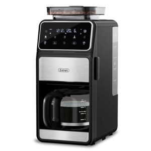 Gevi 10 Cup Drip Coffee Maker with Built-in Grinder, Grind ＆ Brew Burr Combo Coffee Machine with Programmable, Touch Screen, 4-Hour Warm Plate, Permanent Filter