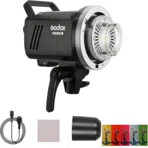 Godox MS300-V Upgraded Studio Flash Light 300Ws Strobe Light GN58 0.1-1.8S Recycle Time 5600±200K 2.4G Wireless X System with 10W LED Modeling Lamp Bowens Mount for Fashion Advertising Photography