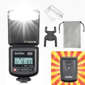 Godox TT520 III TT520III Camera Flash – Godox TT520 II TT520II Upgraded, 433MHz GN33 Manual Flash with RT-16 Transmitter, 1/128-1/1Power(±1/3-stop), S1/S2 Mode,Compatible w/Center-Pin Hotshoe Cameras