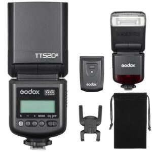 Godox TT520III Wireless Transmission Flash Speedlite – Built-in Receiver and RT Transmitter Compatible with Sony Canon Nikon and Other DSLR Cameras with Standard Hotshoe(TT520II Upgraded Version)
