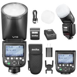 Godox V1Pro-S U V1ProS U Shot Flash for Sony TTL Round Head Camera Speedlite 76Ws 2.4G X Wireless HSS 1/8000s 2980mAh Lithium Battery LED Modeling Lamp Detachable Sub Flash SU-1(USA Version)