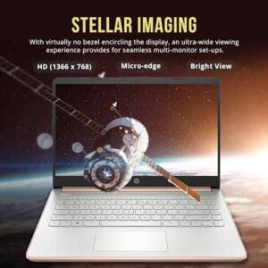 HP Stream 14″ HD BrightView Laptop, Intel Celeron N4120, 16GB RAM, 256GB Storage (128GB eMMC + 128GB USB Card), Intel UHD Graphics, HD Camera, Fast Charge, 1 Year Office 365, Win 11 S, Gold